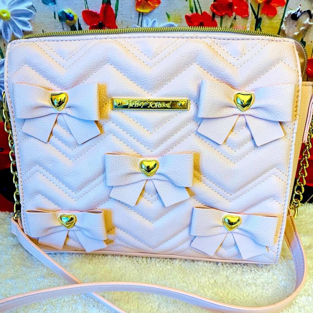 Betsey Johnson baby pink bows bag